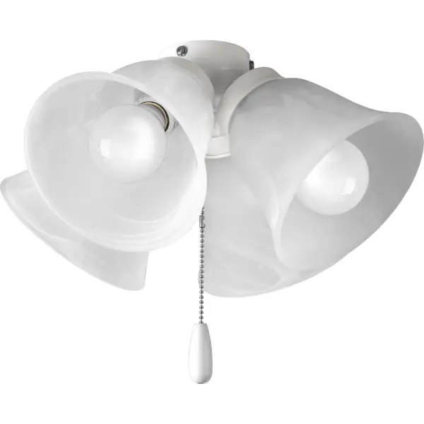 The AirPro fan light kit combines transitional styling with practical illumination. Four lights provide ample brightness while the brushed nickel finish complements most décor. JA8 and Title 24 compliant for California installations. - alternate view