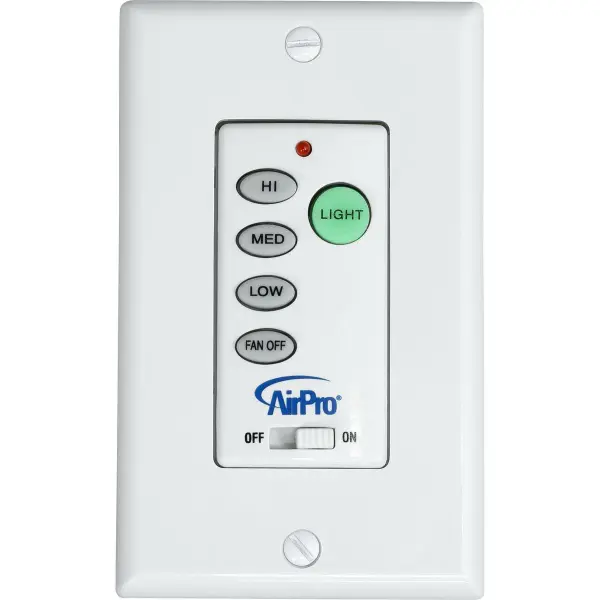 This wall-mounted control offers convenient operation of ceiling fans and lights with universal compatibility. JA8 compliant for California energy standards, it provides reliable performance in residential settings.