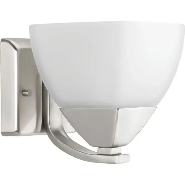 The Appeal Collection offers clean, contemporary styling perfect for modern bathrooms. Single-light design provides focused task lighting with an elegant brushed nickel finish that complements various decor styles.