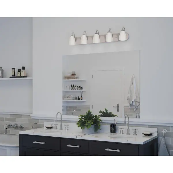 Gather Collection Five-Light Etched Glass Bath Vanity Light - Image 5