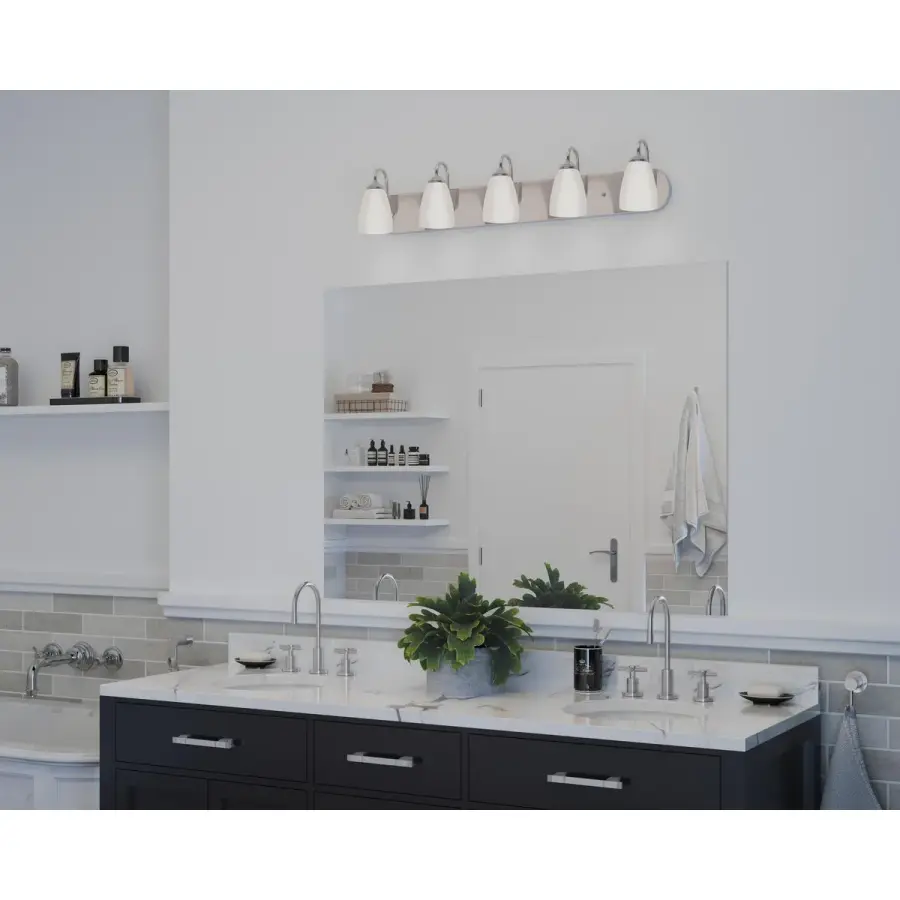 Gather Collection Five-Light Etched Glass Bath Vanity Light - Image 5