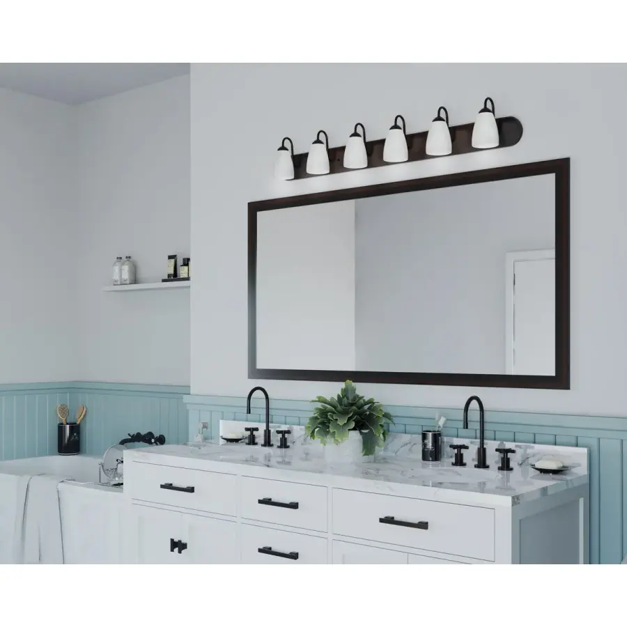 Gather Collection Six-Light Etched Glass Bath Vanity Light - Image 4