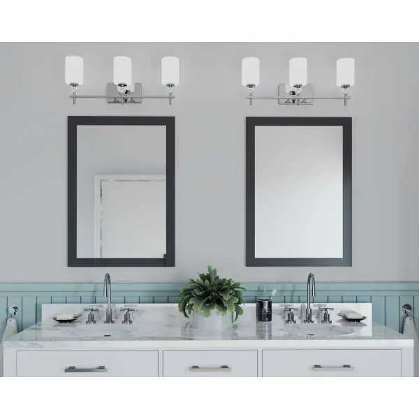 Status Collection Three-Light Etched Linen Glass Bath Vanity Light - Image 2