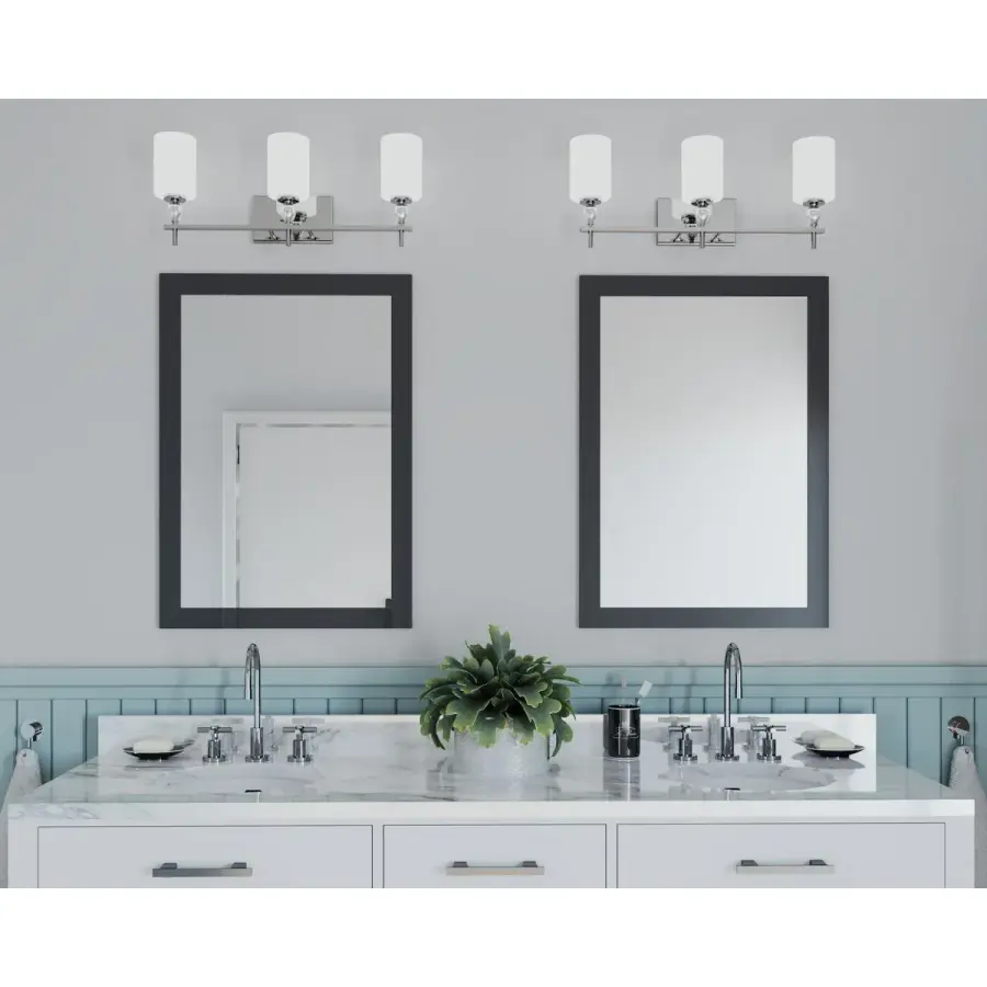 Status Collection Three-Light Etched Linen Glass Bath Vanity Light - Image 2