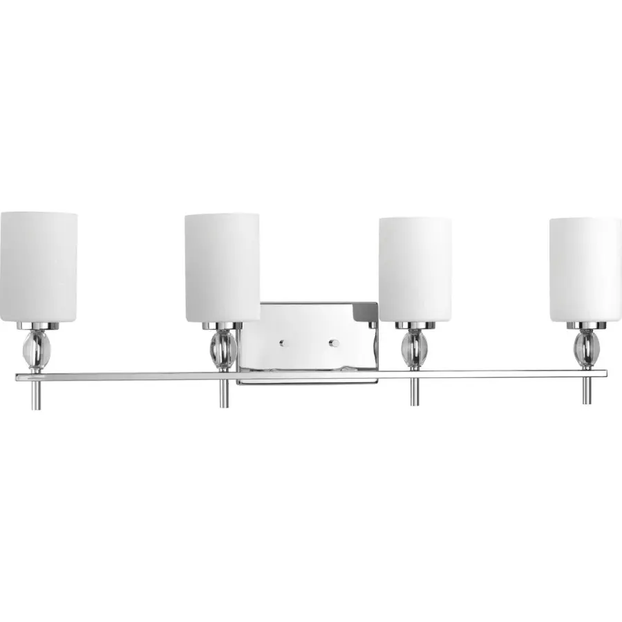 Status Collection Four-Light Etched Linen Glass Bath Vanity Light