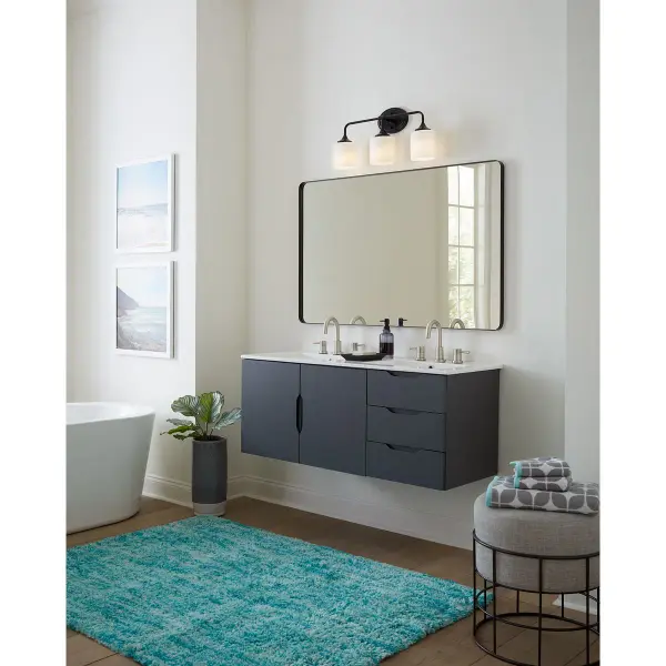 Lynzie Three-Light Etched Opal Glass Bath Vanity Light - Image 7