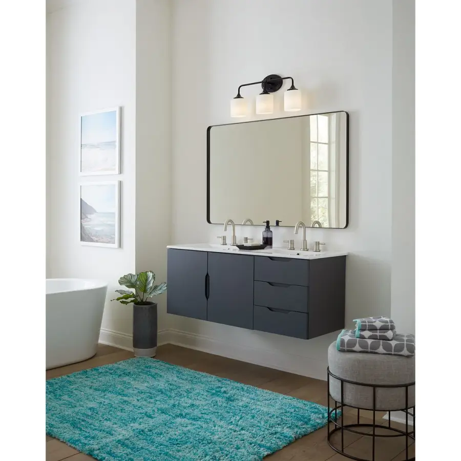 Lynzie Three-Light Etched Opal Glass Bath Vanity Light - Image 7