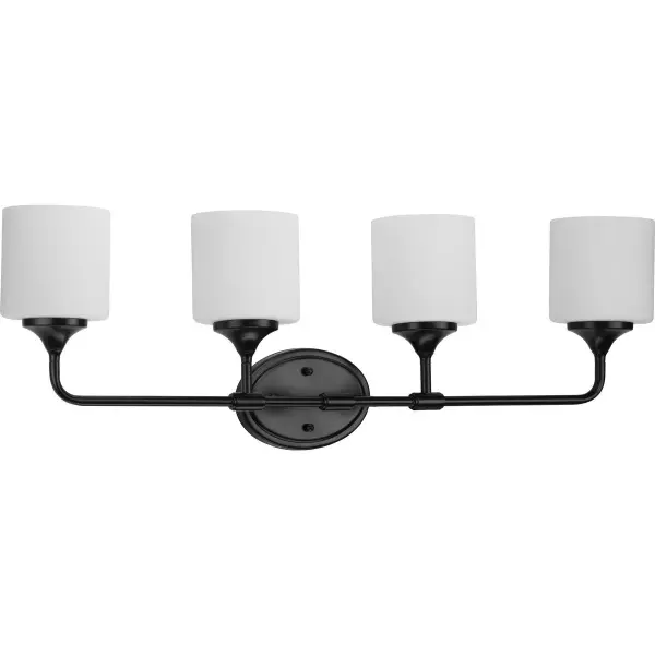 The Lynzie vanity light combines polished chrome hardware with etched opal glass shades for a clean, transitional aesthetic. Four lights provide excellent illumination for bathroom tasks while the coastal-inspired design works in various settings.