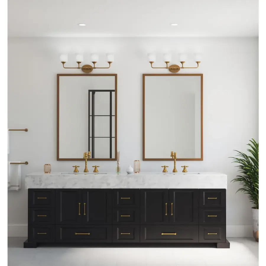 Lynzie Four-Light Etched Opal Glass Bath Vanity Light - Image 6