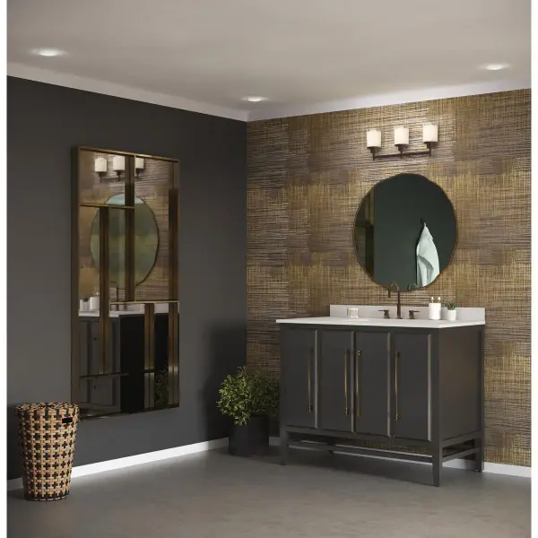 Modern Three-Light Vanity with Elegant Etched Glass Diffusion - Image 3