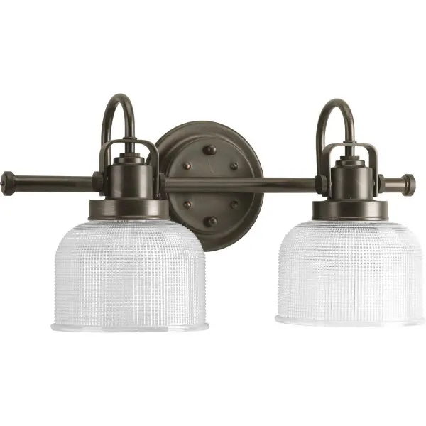 Archie Two-Light Clear Double Prismatic Glass Bath Vanity Light - Image 1