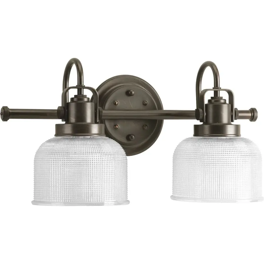 Archie Two-Light Clear Double Prismatic Glass Bath Vanity Light - Image 1