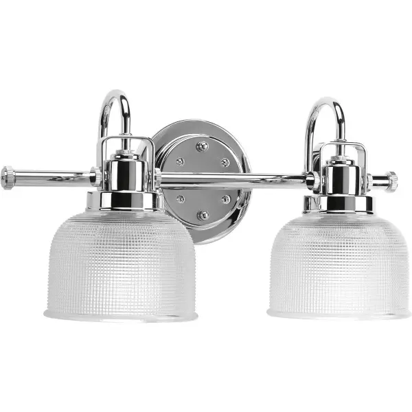 Archie Two-Light Clear Double Prismatic Glass Bath Vanity Light - Image 2