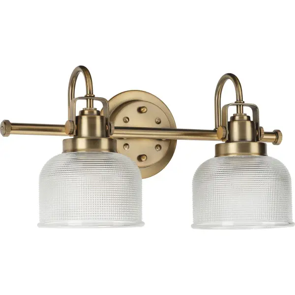 Archie Two-Light Clear Double Prismatic Glass Bath Vanity Light - Image 4