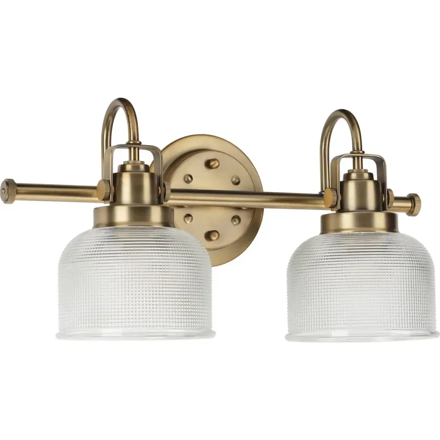Archie Two-Light Clear Double Prismatic Glass Bath Vanity Light - Image 4