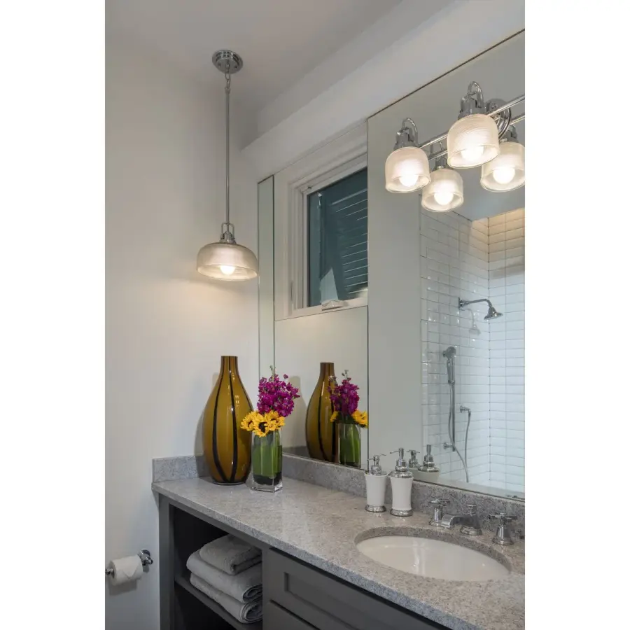 Archie Two-Light Clear Double Prismatic Glass Bath Vanity Light - Image 6