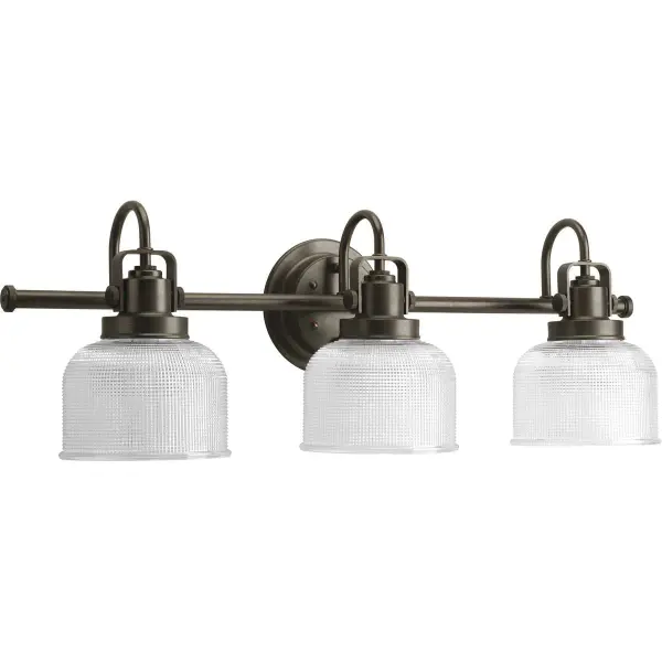 Archie Three-Light Clear Double Prismatic Glass Bath Vanity Light - Image 2