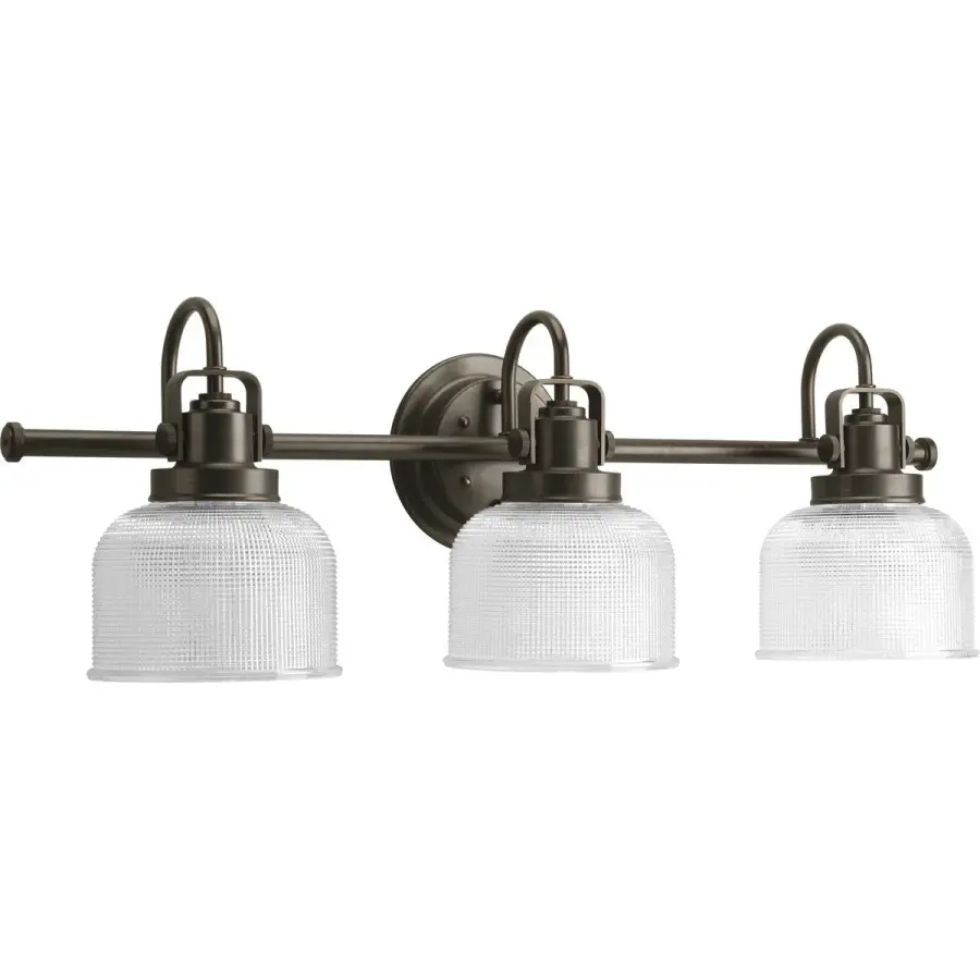 Archie Three-Light Clear Double Prismatic Glass Bath Vanity Light - Image 2