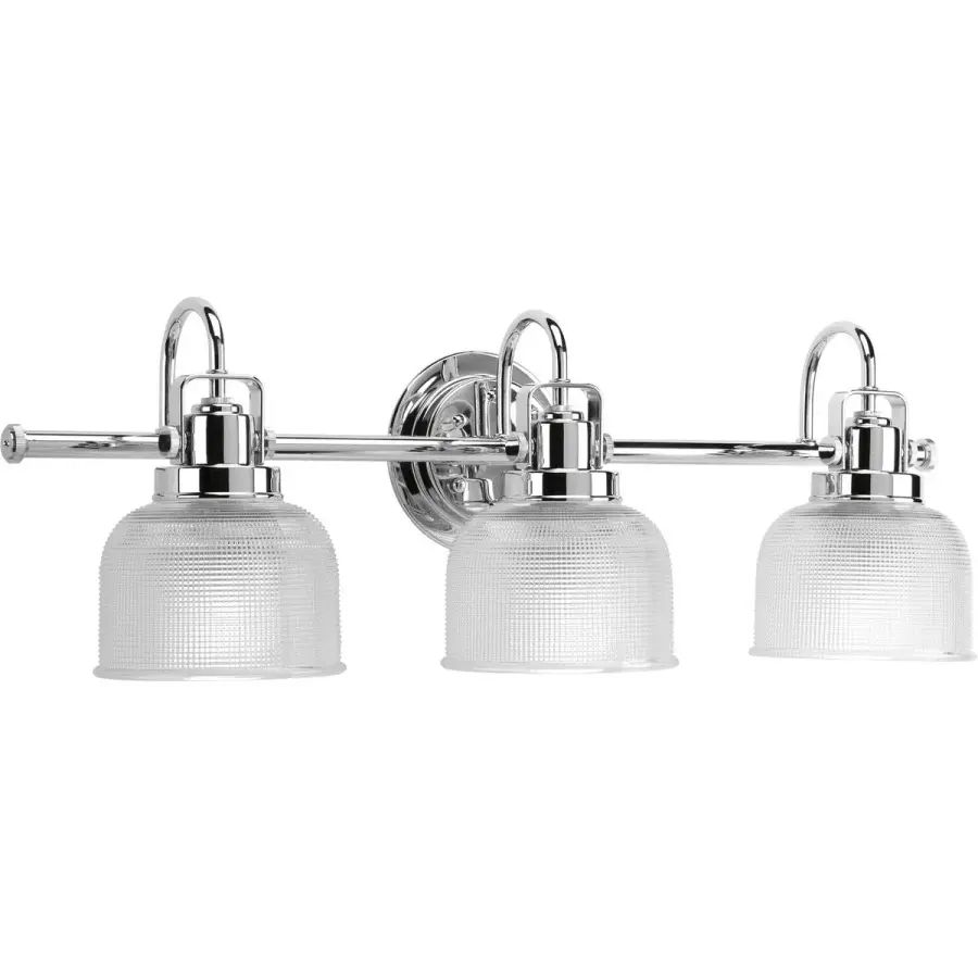 Archie Three-Light Clear Double Prismatic Glass Bath Vanity Light - Image 4