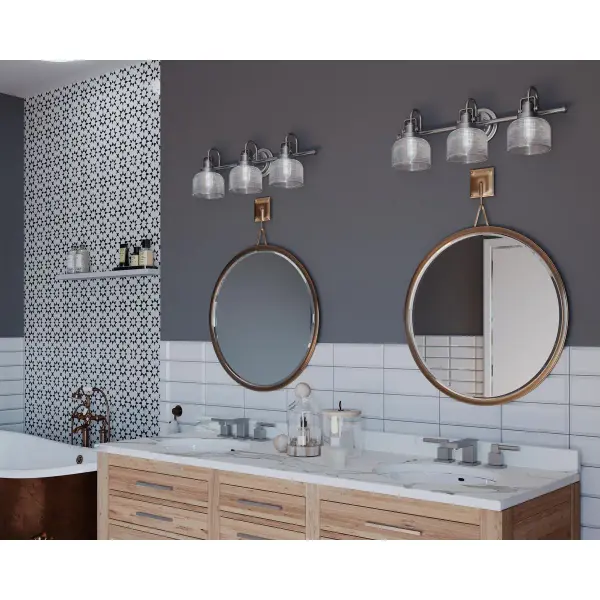 Archie Three-Light Clear Double Prismatic Glass Bath Vanity Light - Image 5
