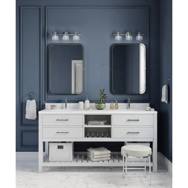 Archie Three-Light Clear Double Prismatic Glass Bath Vanity Light - Image 8