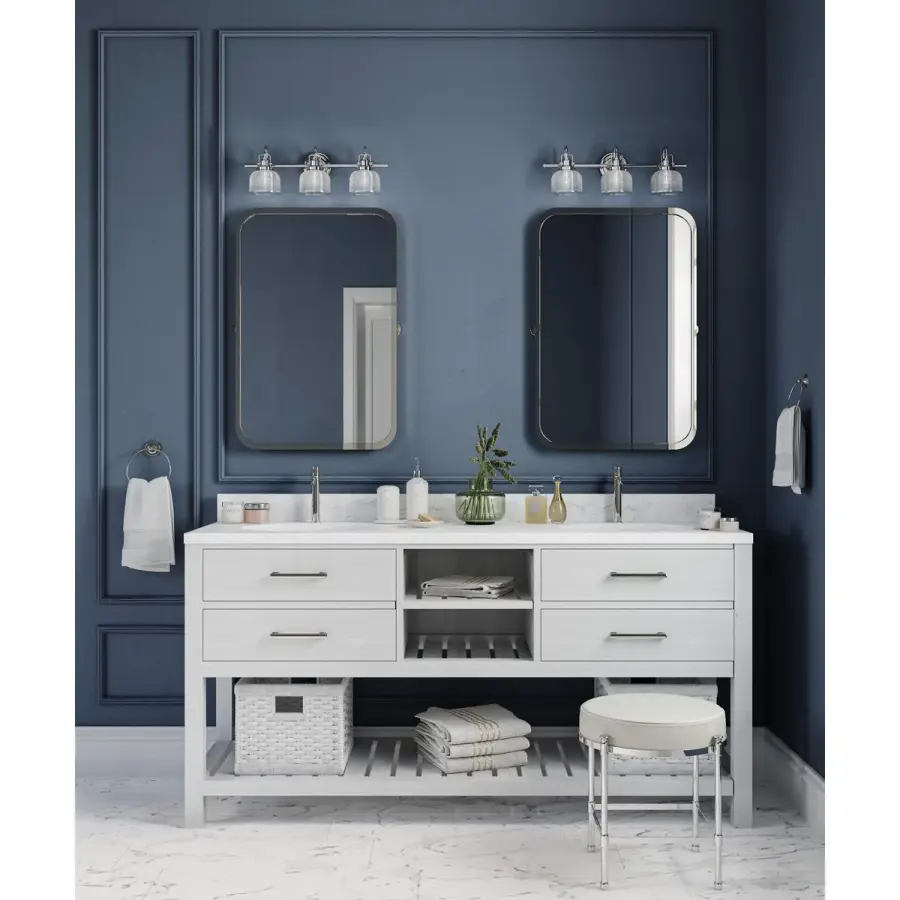 Archie Three-Light Clear Double Prismatic Glass Bath Vanity Light - Image 8