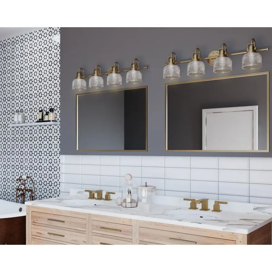 Archie Four-Light Clear Double Prismatic Glass Bath Vanity Light - Image 5