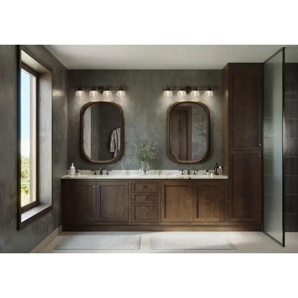 Archie Four-Light Clear Double Prismatic Glass Bath Vanity Light - Image 7