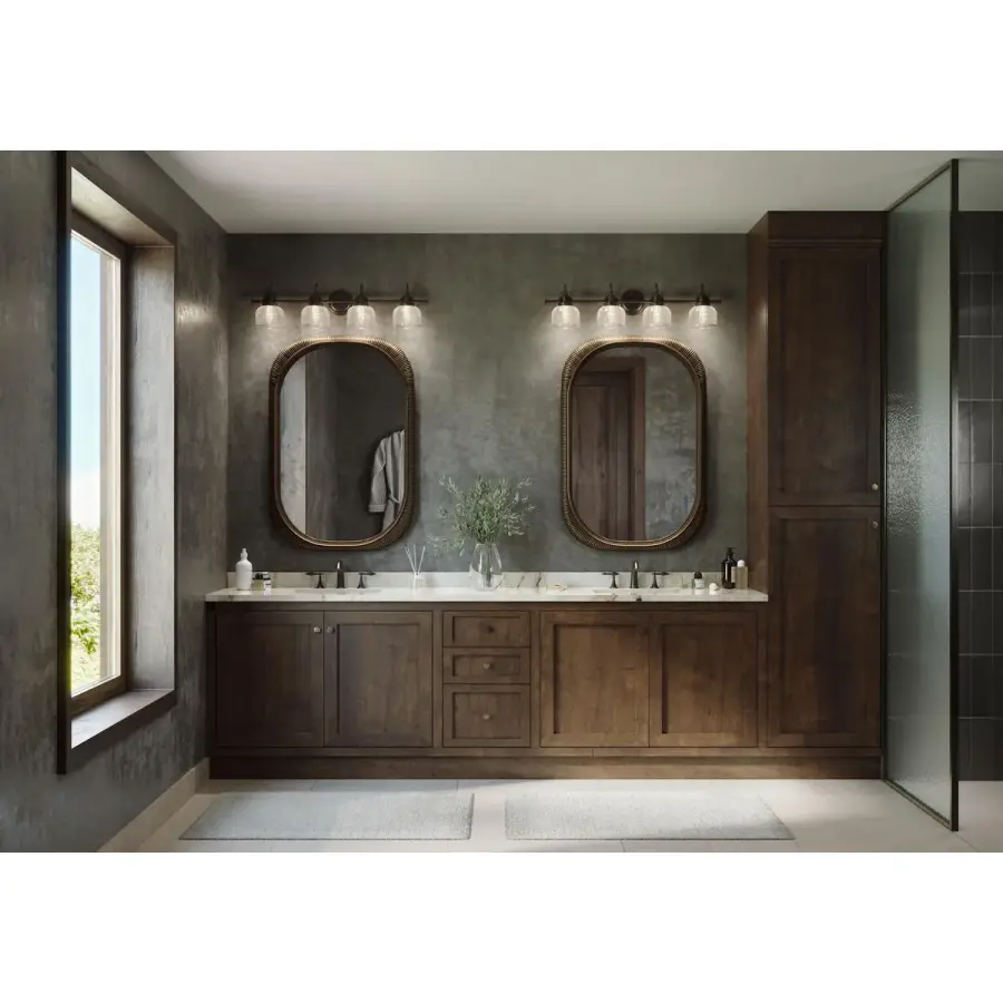 Archie Four-Light Clear Double Prismatic Glass Bath Vanity Light - Image 7