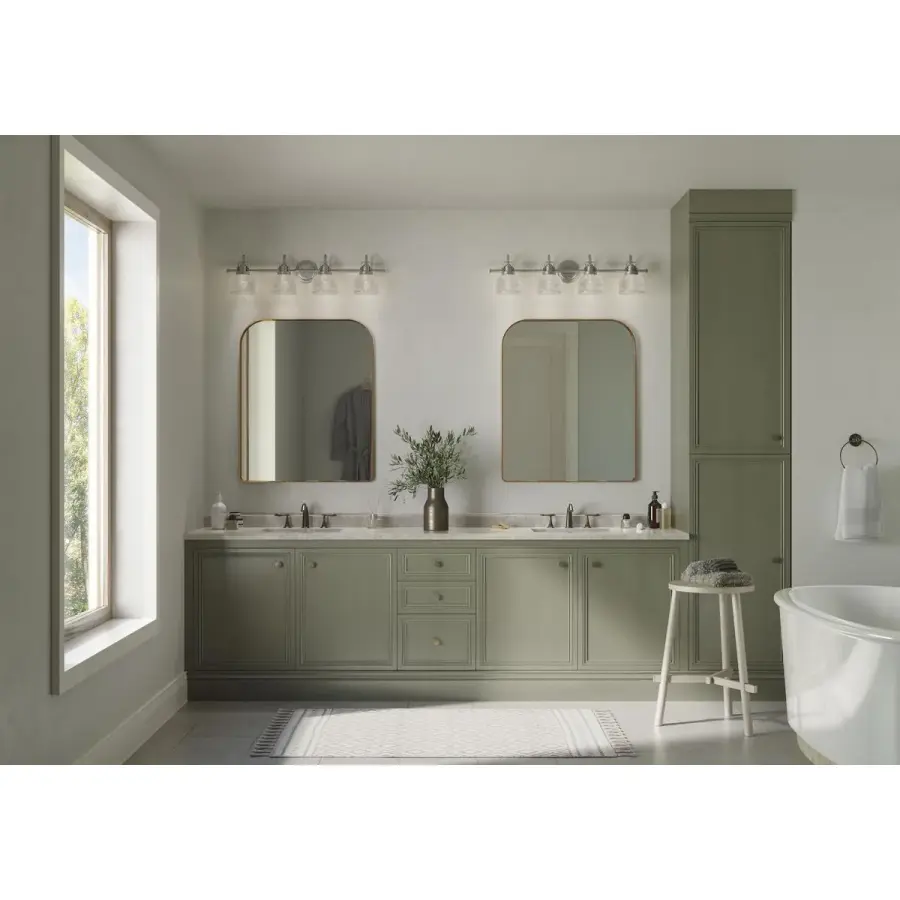 Archie Four-Light Clear Double Prismatic Glass Bath Vanity Light - Image 8