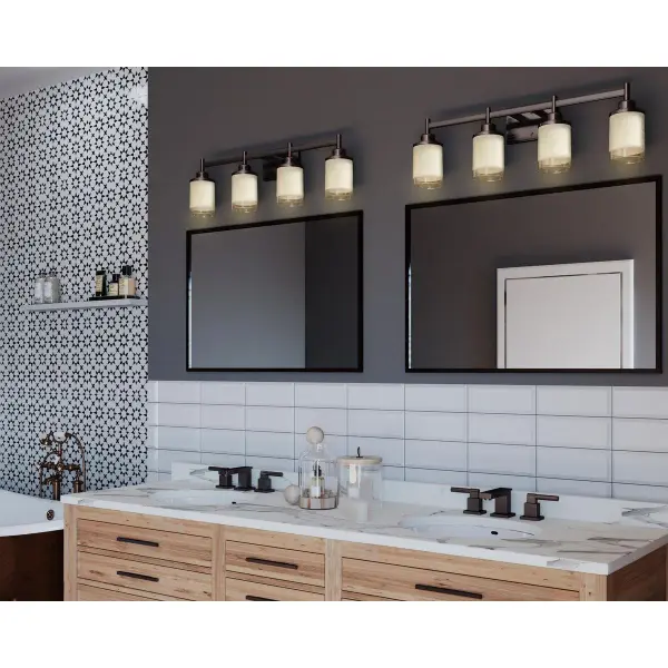 Modern Four-Light Vanity Fixture with Brushed Nickel Finish - Image 3