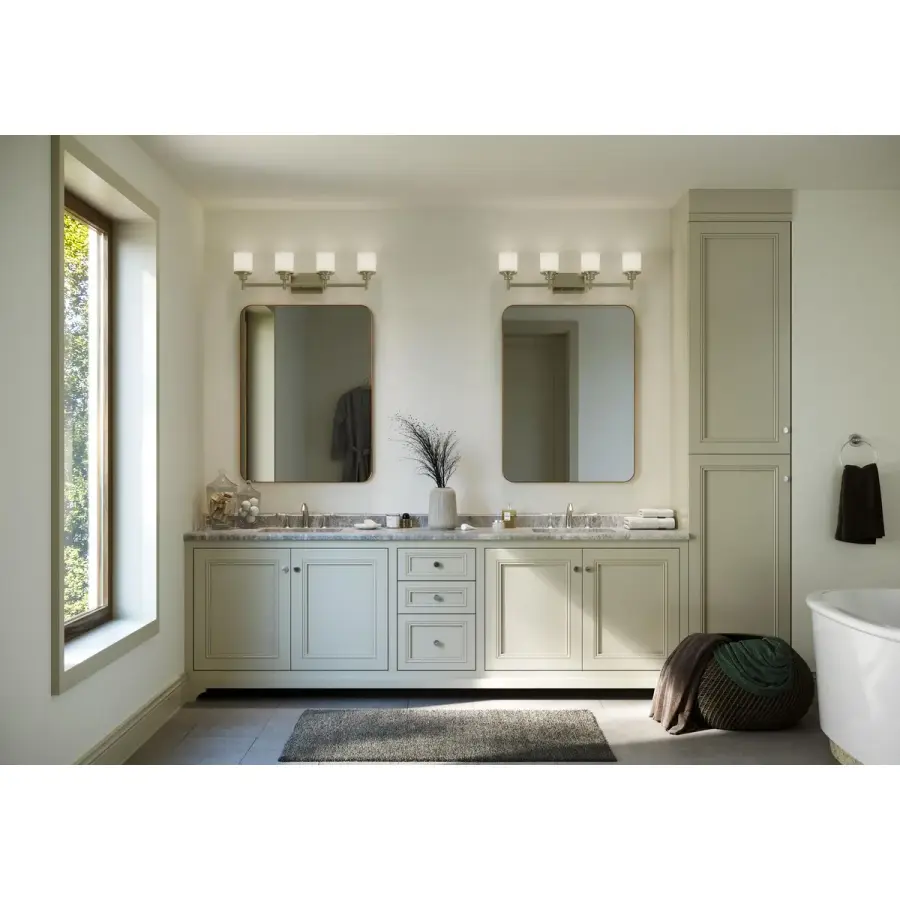 Modern Four-Light Vanity Fixture with Brushed Nickel Finish - Image 4