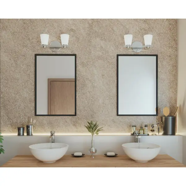 Flight Collection Two-Light Etched Glass Bath Vanity Light - Image 3