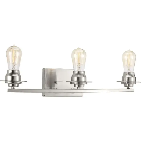The Debut Collection three-light vanity brings farmhouse style to your bathroom with a graphite finish and clean lines. JA8-compliant for California energy standards, this fixture balances rustic charm with modern efficiency. - alternate view