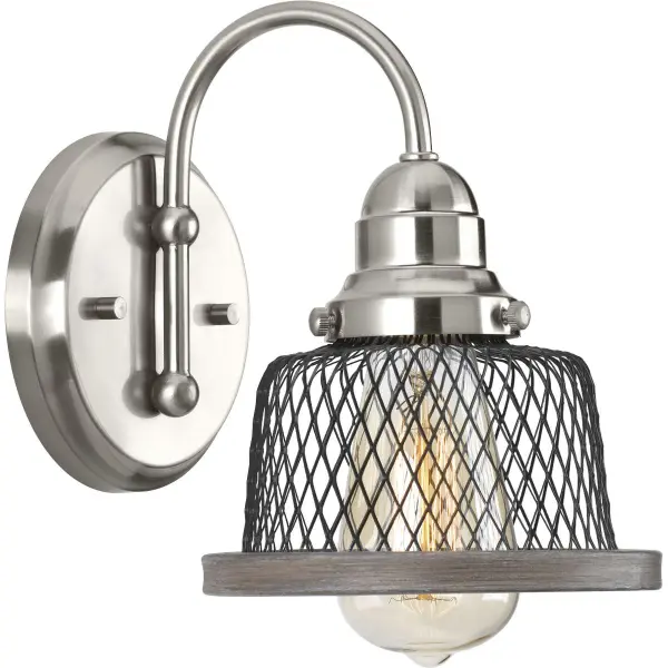The Tilley Collection brings coastal charm to bathroom lighting with its clean lines and brushed nickel finish. This single-light vanity fixture offers JA8 compliant efficiency in a compact design perfect for powder rooms. - alternate view
