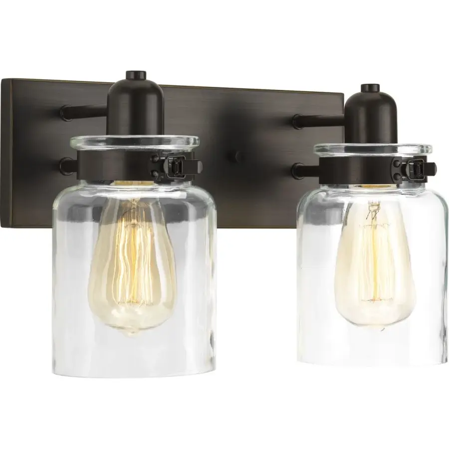 Calhoun Two-Light Clear Glass Bath Vanity Light - Image 1