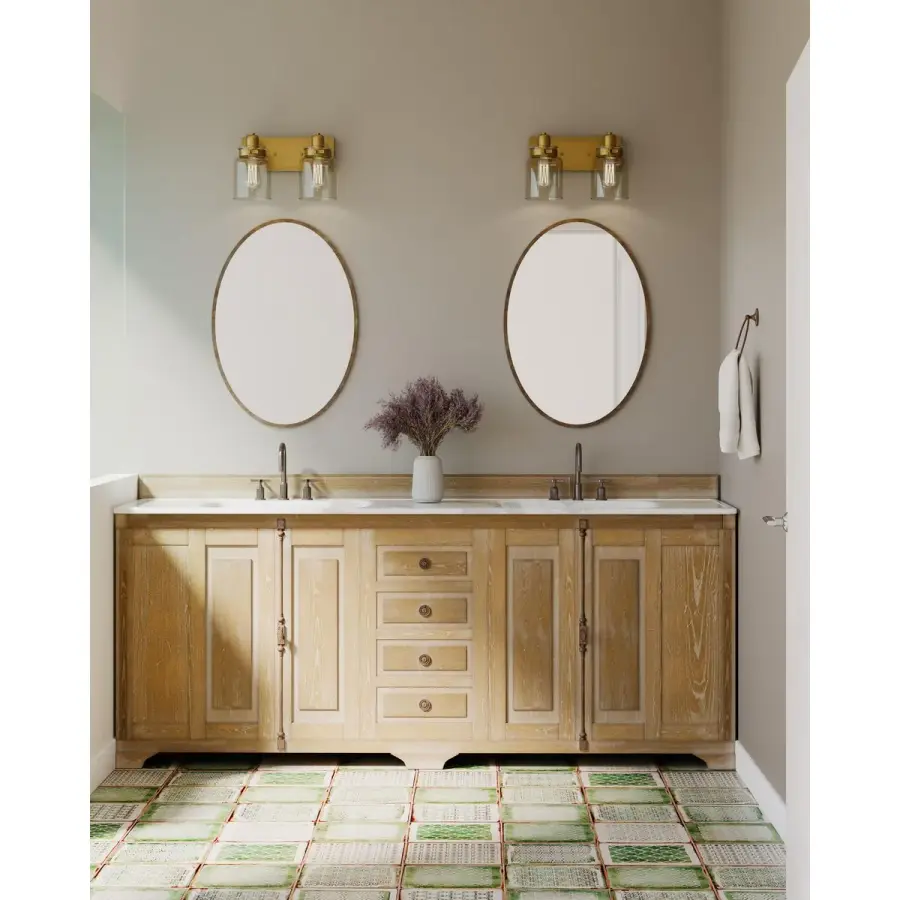 Calhoun Two-Light Clear Glass Bath Vanity Light - Image 5