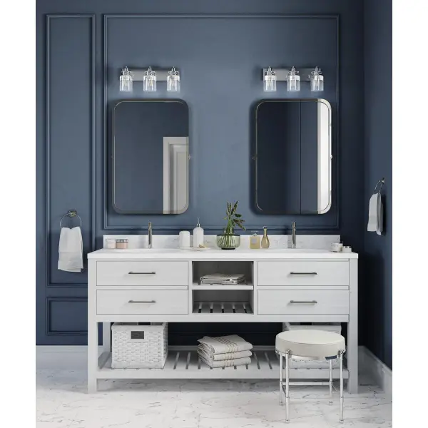 Calhoun Three-Light Clear Glass Bath Vanity Light - Image 4
