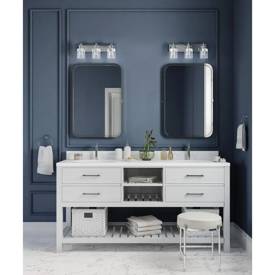 Calhoun Three-Light Clear Glass Bath Vanity Light - Image 4
