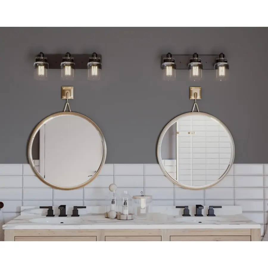 Calhoun Three-Light Clear Glass Bath Vanity Light - Image 5