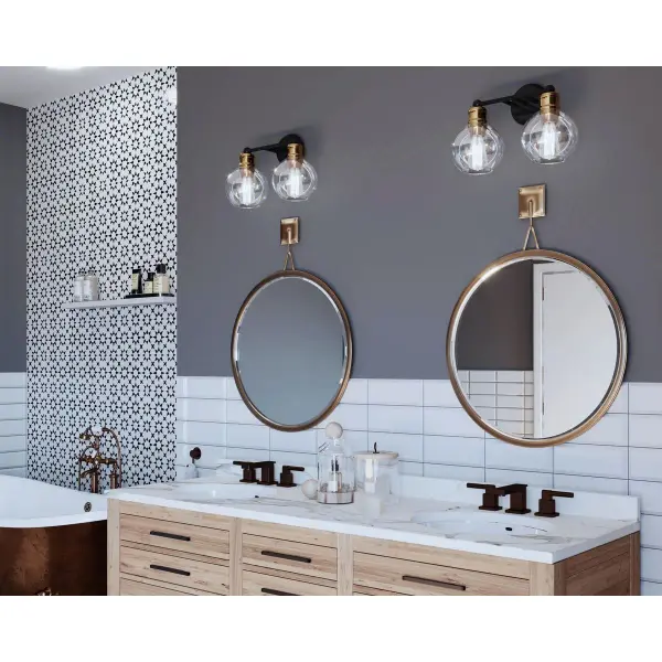 Hansford Two-Light Clear Glass Bath Vanity Light - Image 5