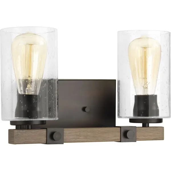 Barnes Mill Two-Light Clear Seeded Glass Bath Vanity Light - Image 1