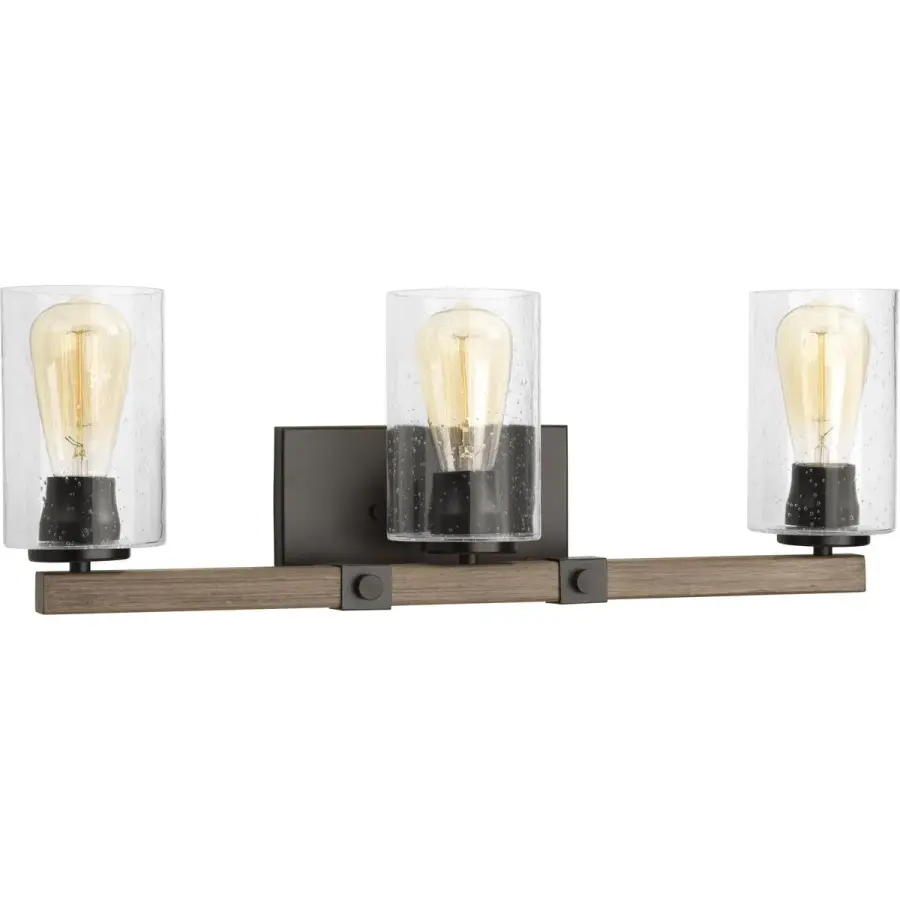 Barnes Mill Three-Light Clear Seeded Glass Bath Vanity Light - Image 1
