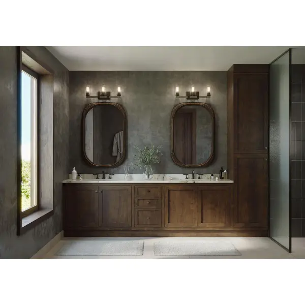Barnes Mill Three-Light Clear Seeded Glass Bath Vanity Light - Image 2