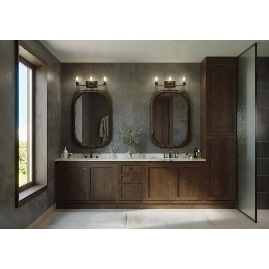 Barnes Mill Three-Light Clear Seeded Glass Bath Vanity Light - Image 2