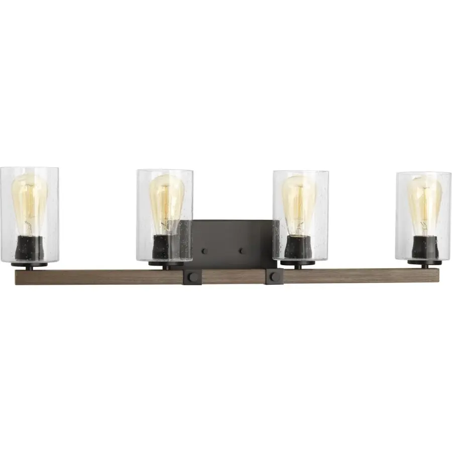 Barnes Mill Four-Light Clear Seeded Glass Bath Vanity Light - Image 1