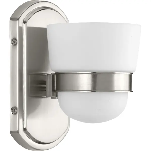 The Index Collection brings contemporary style to bathroom lighting with its clean lines and brushed nickel finish. JA8-compliant for California energy standards, this single-light fixture offers efficient illumination.