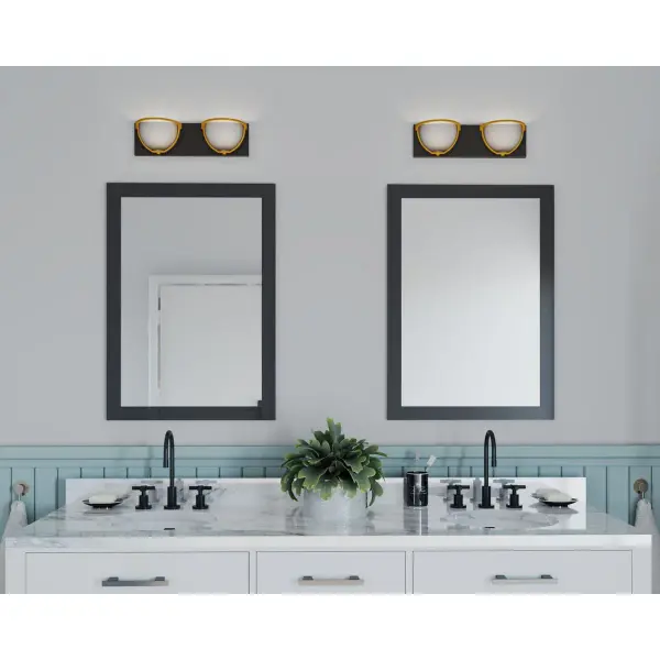 The Ponder Collection brings coastal elegance to bathroom lighting with integrated LED technology and warm Antique Bronze finish. Title 24 and JA8 compliant for California installations. - alternate view