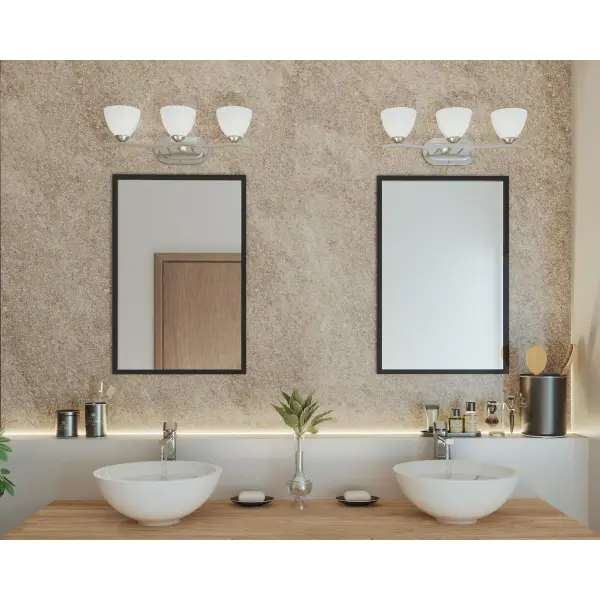 Laird Three-Light Etched Glass Bath Vanity Light - Image 4