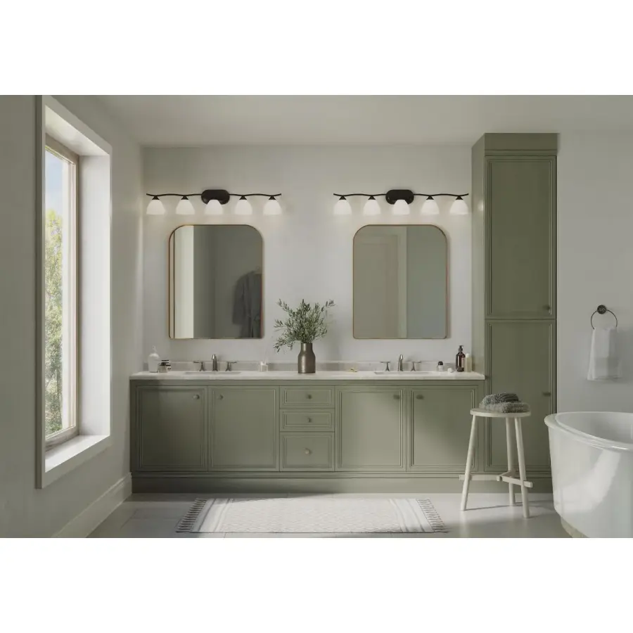 Laird Five-Light Etched Glass Bath Vanity Light - Image 4